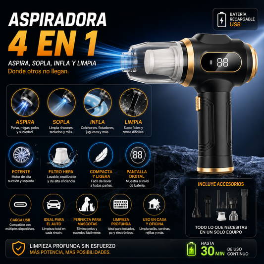 Aspiradora Inalámbrica de Alta Potencia - Portátil Recargable