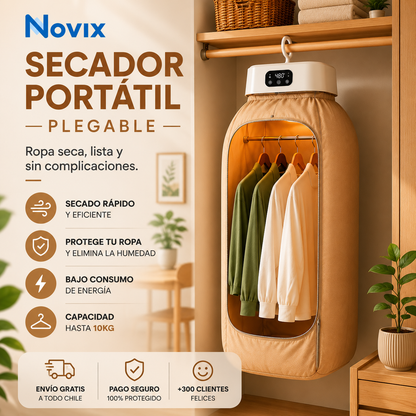 Secadora de Ropa Portátil Plegable - Capacidad de Carga 10 kg