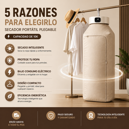 Secadora de Ropa Portátil Plegable - Capacidad de Carga 10 kg